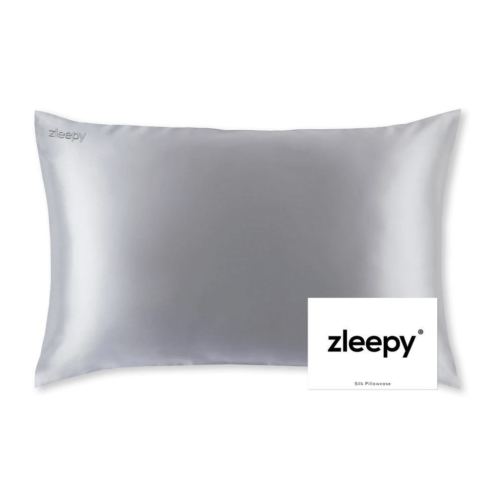 light grey silk pillowcase with packaging