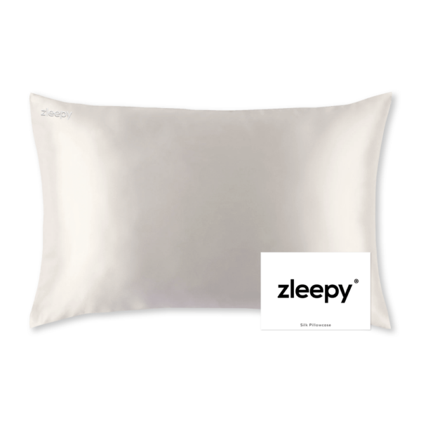 white silk pillowcase with packaging