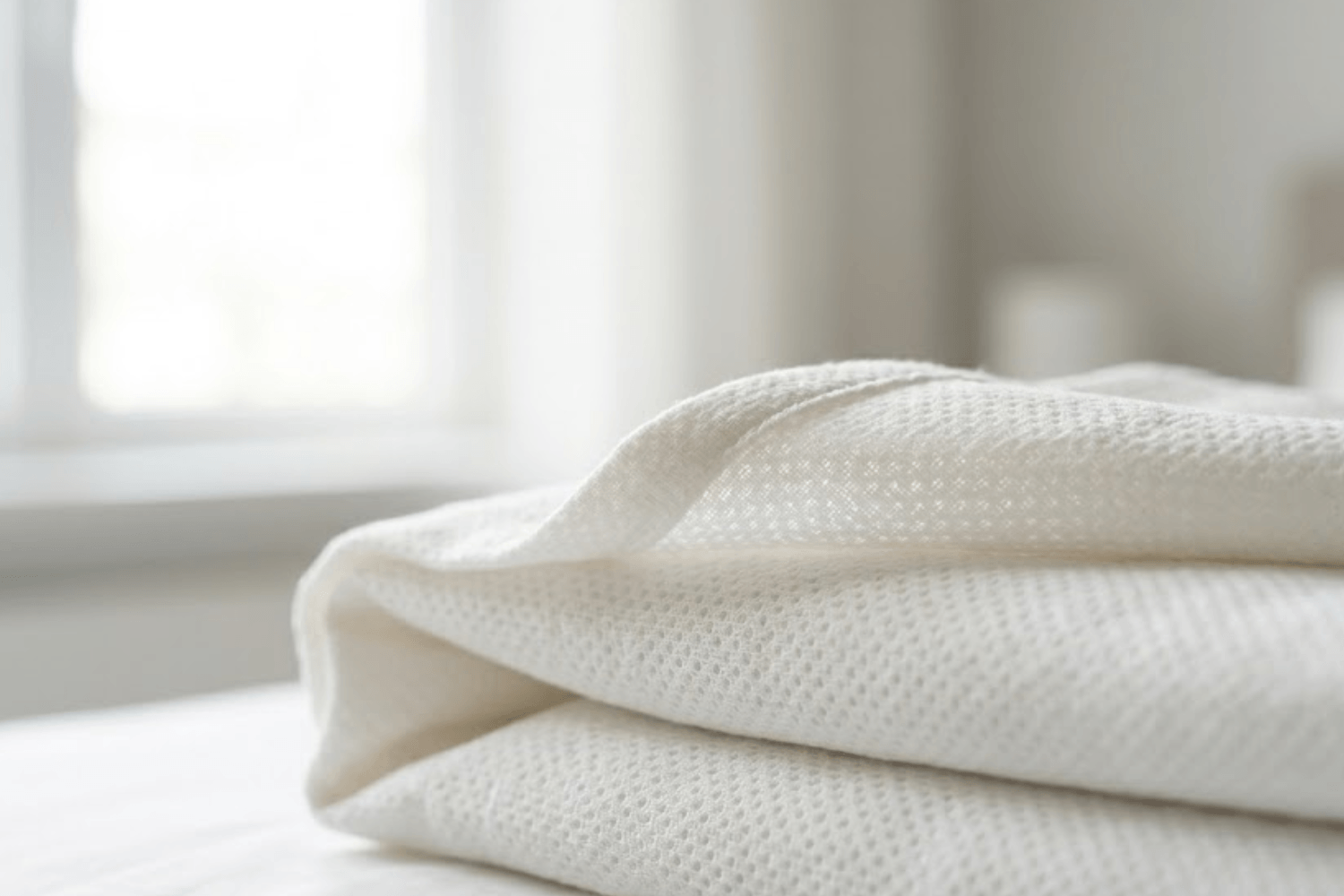 Close up of breathable bamboo bedding suitable for menopause