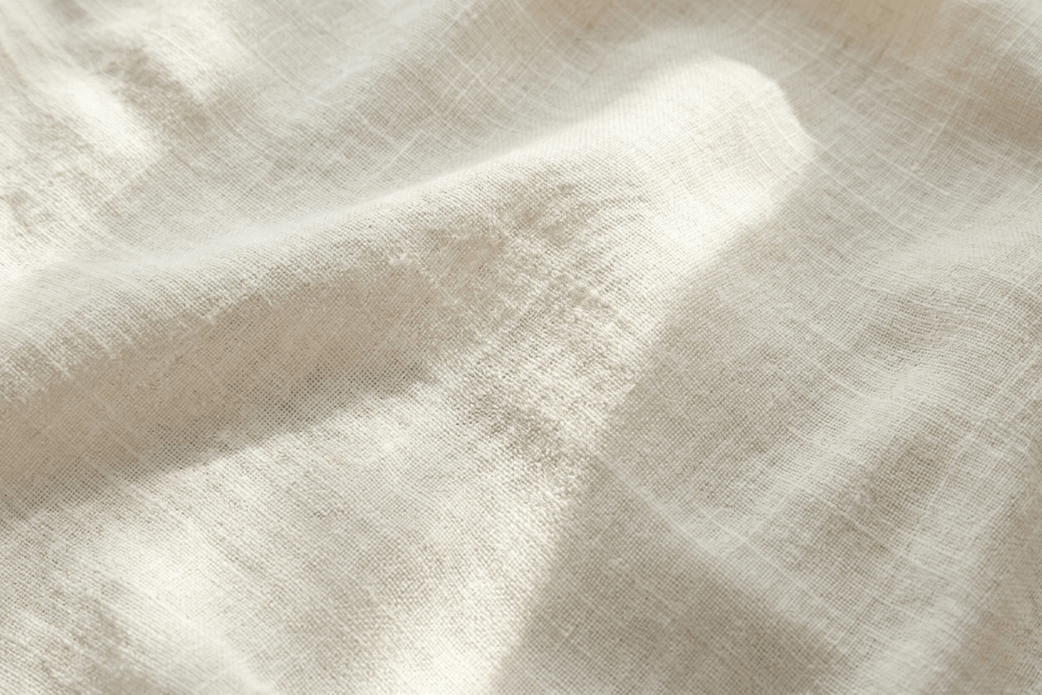 Close up macro shot of moisture-wicking bamboo and linen fabric weave for cooling sleep