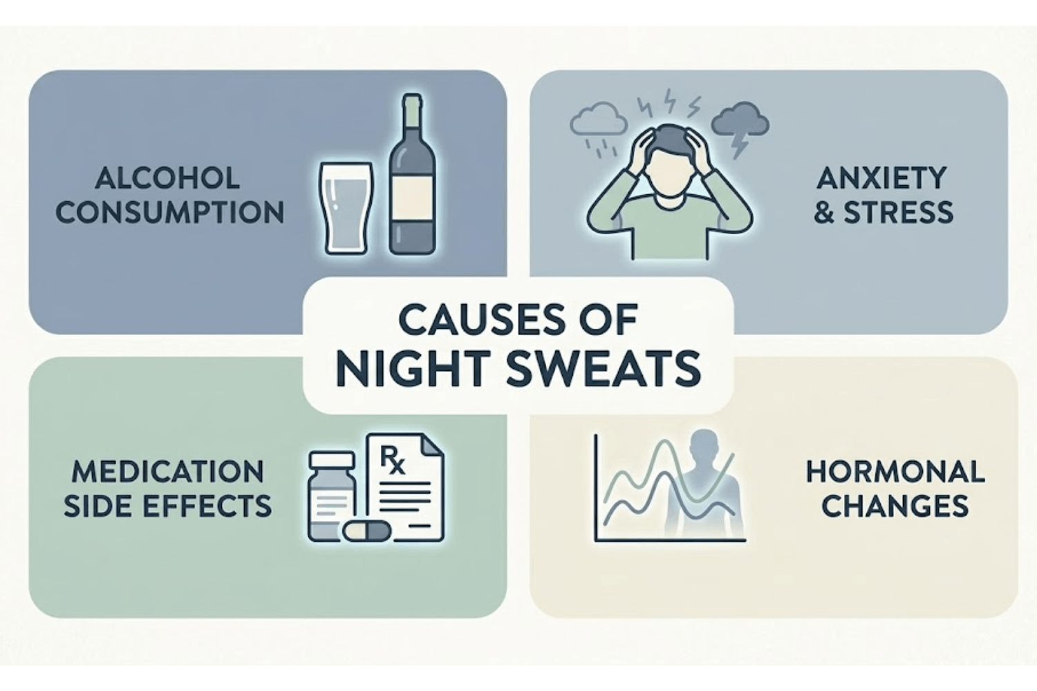 Infographic showing various causes of night sweats