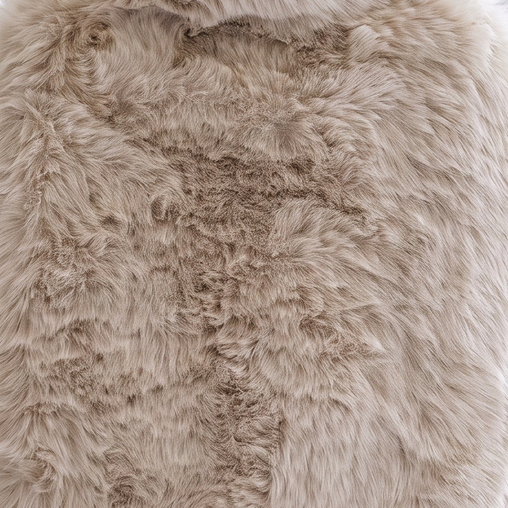 Close-up of the dense, plush Oatmeal faux fur