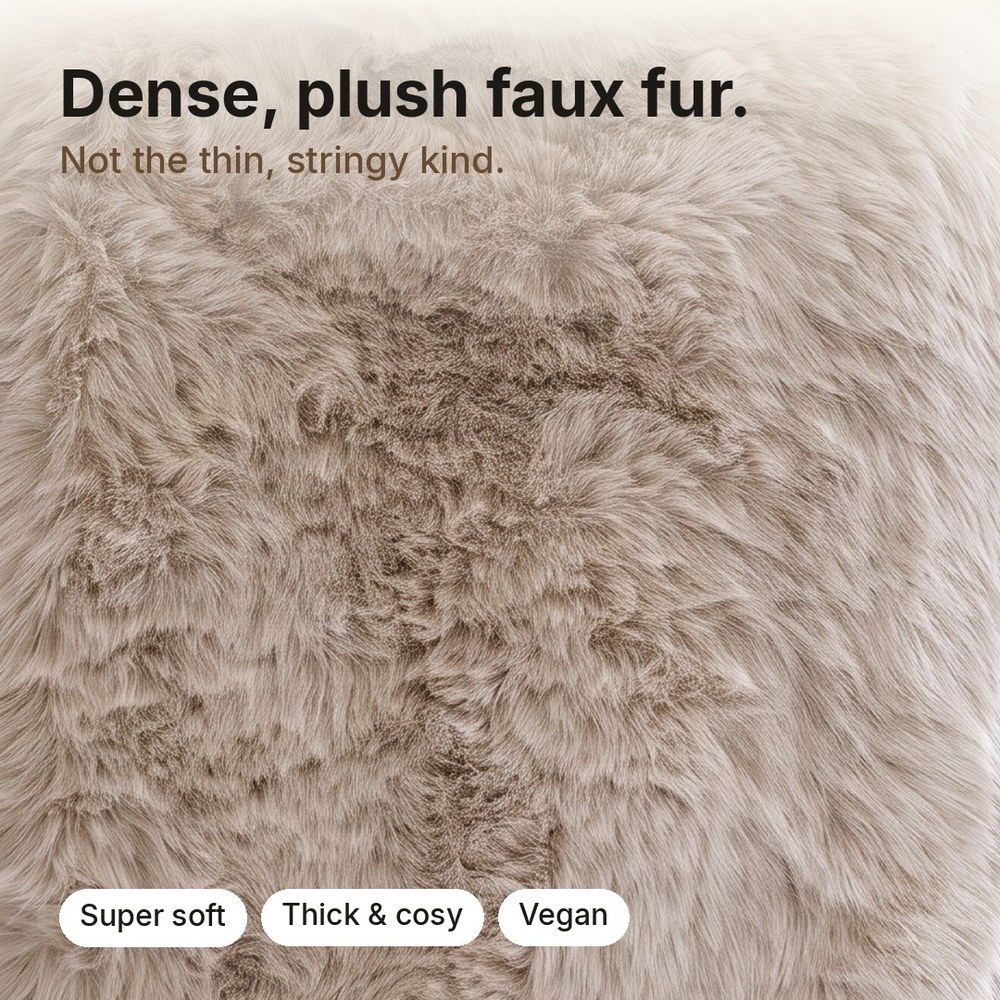 Close-up of the dense, plush faux fur