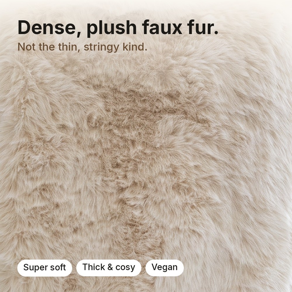 Close-up of the dense, plush faux fur
