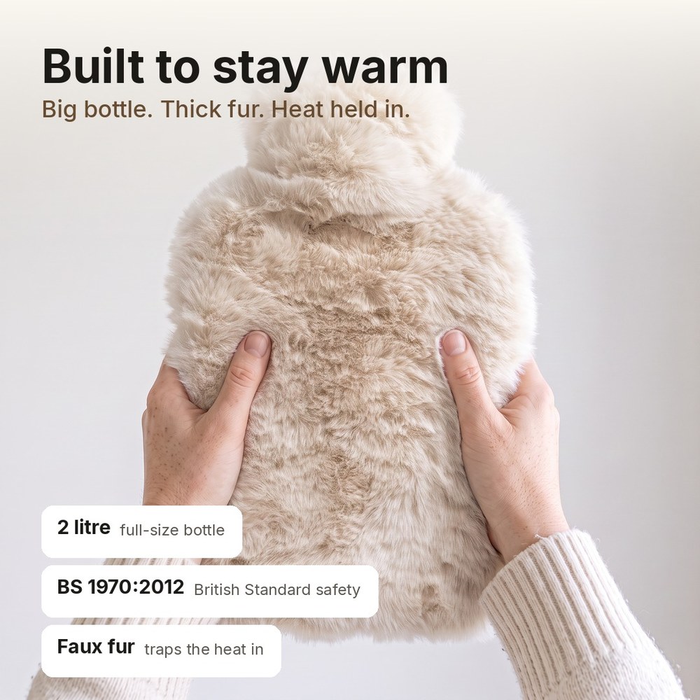 2 litre British Standard bottle in thick faux fur