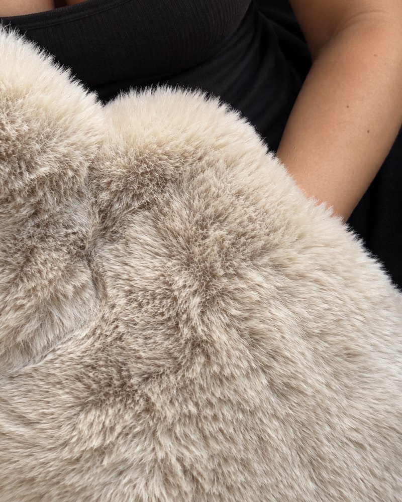 Customer photo of their Pouchy faux fur hot water bottle