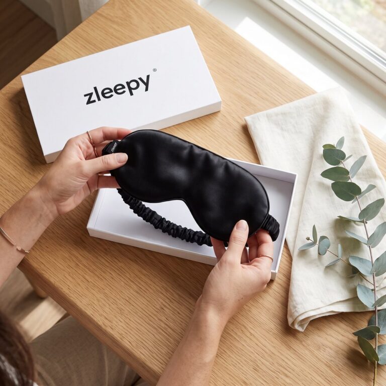 Hands lifting the 3D Blackout mask from its gift box