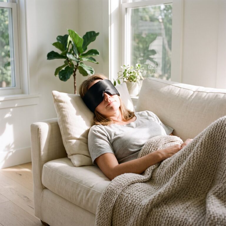 Woman napping on the sofa
