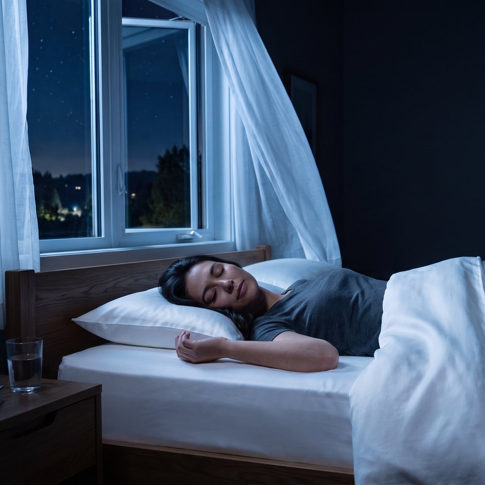 Sleeping cool at night on a white bamboo fitted sheet