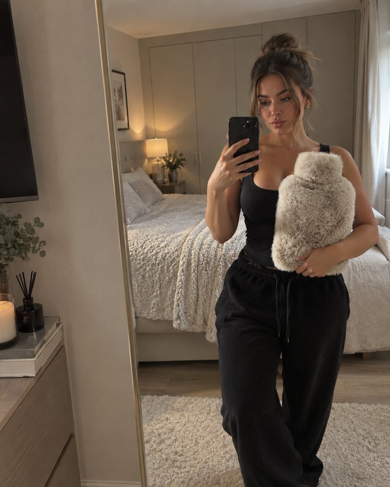 Customer photo of their Pouchy faux fur hot water bottle