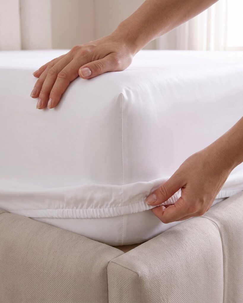 Step 4: tuck in the deep pocket corners